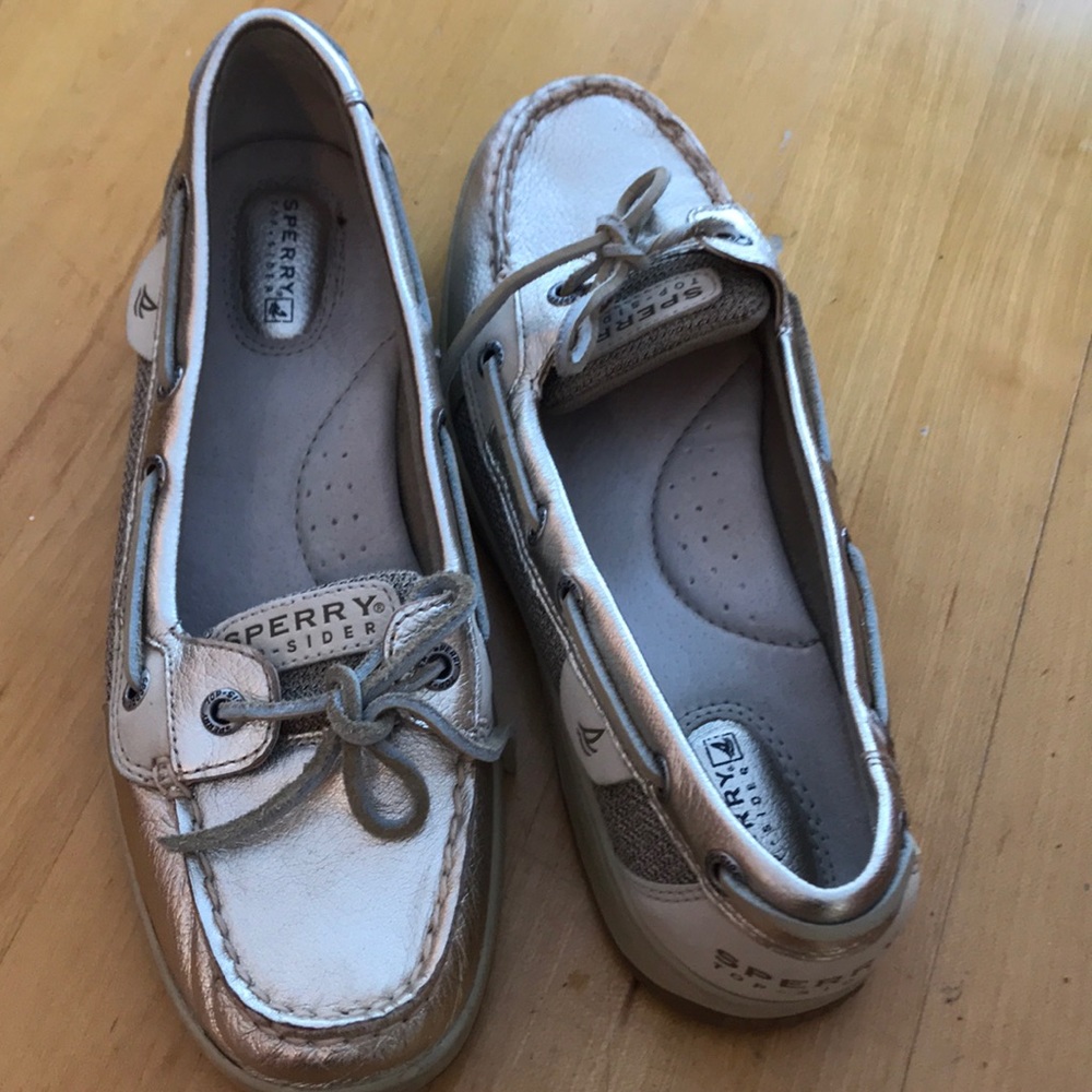 Sperry Topsiders, Metallic Gold/Cream/Beige